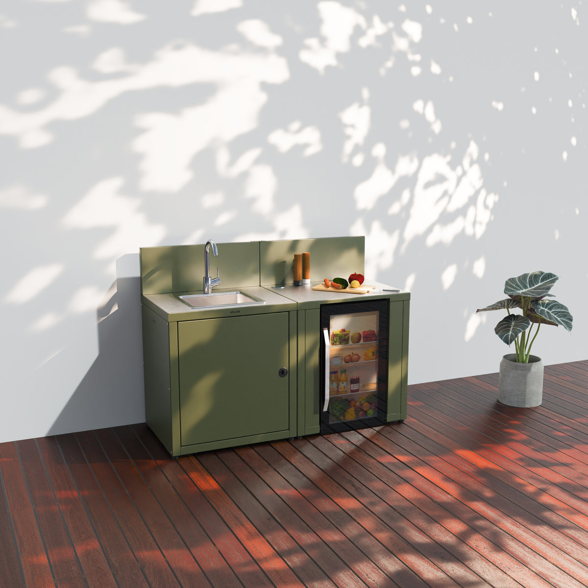 Cuisine 2 modules : évier + réfrigérateur