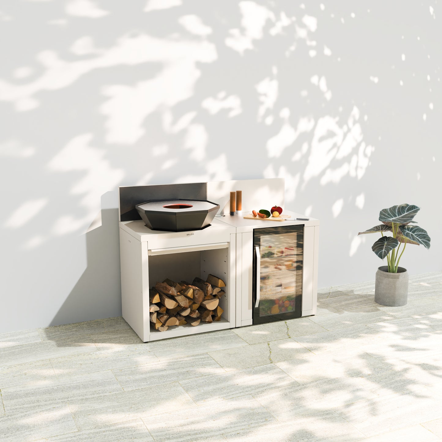 Cuisine 2 modules : brasero + réfrigérateur