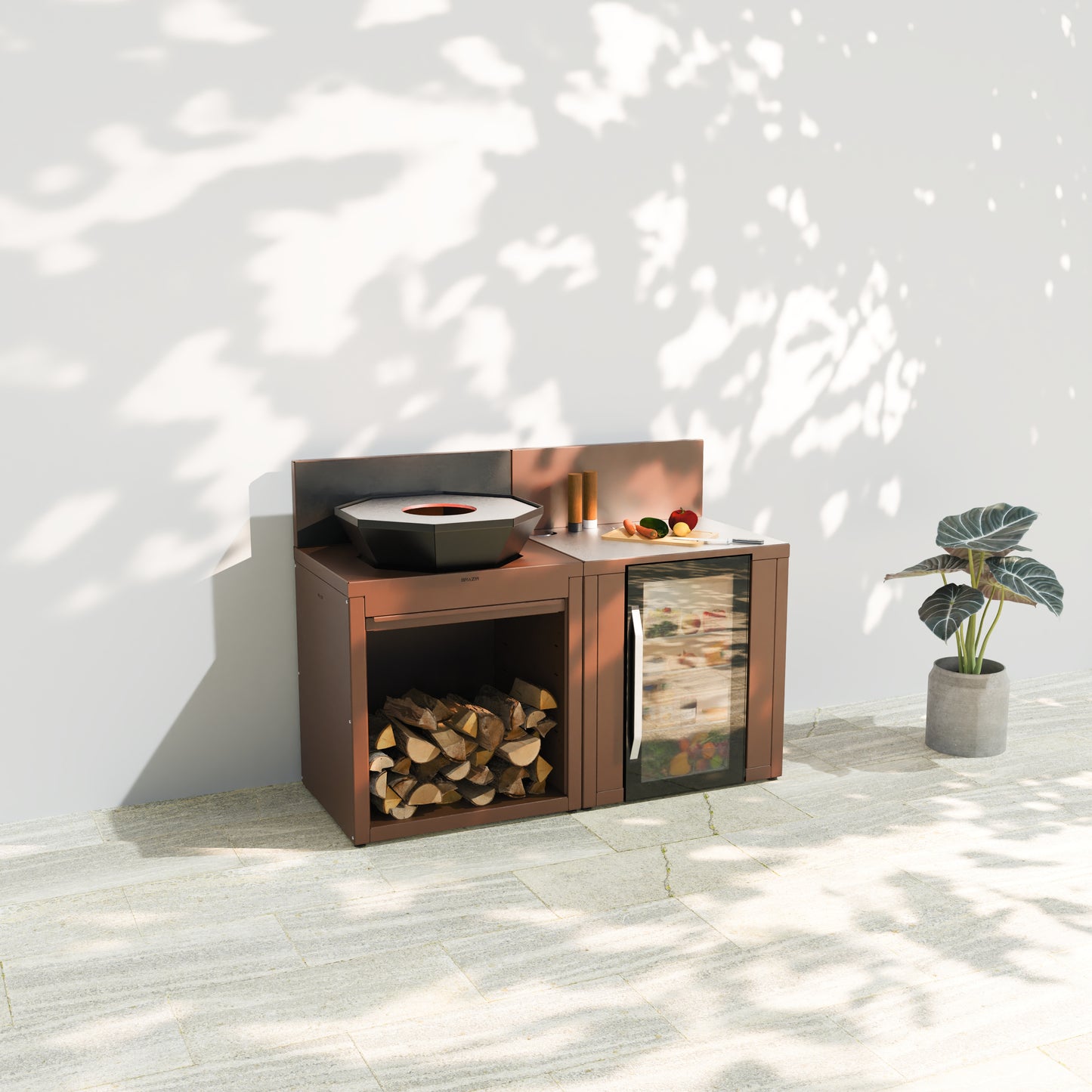 Cuisine 2 modules : brasero + réfrigérateur