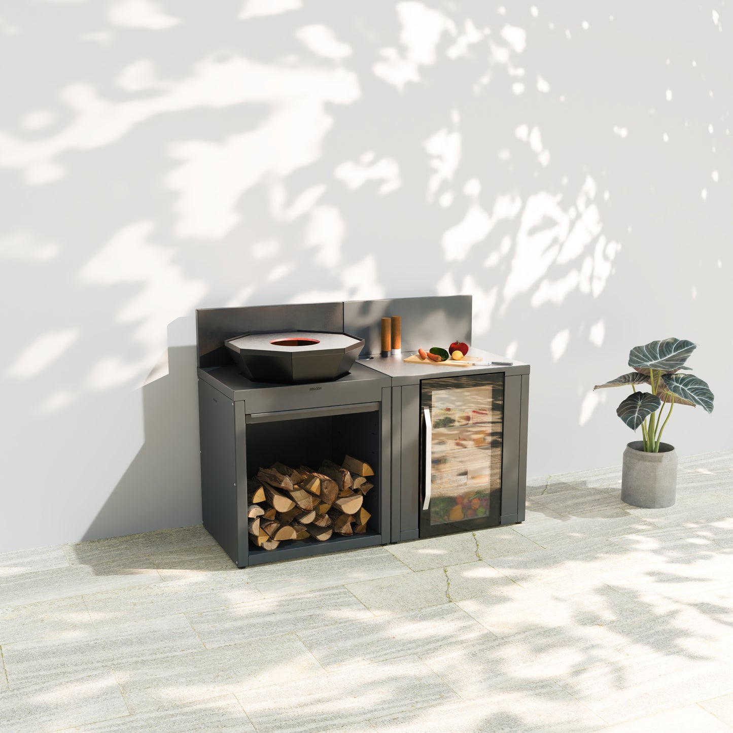 Cuisine 2 modules : brasero + réfrigérateur