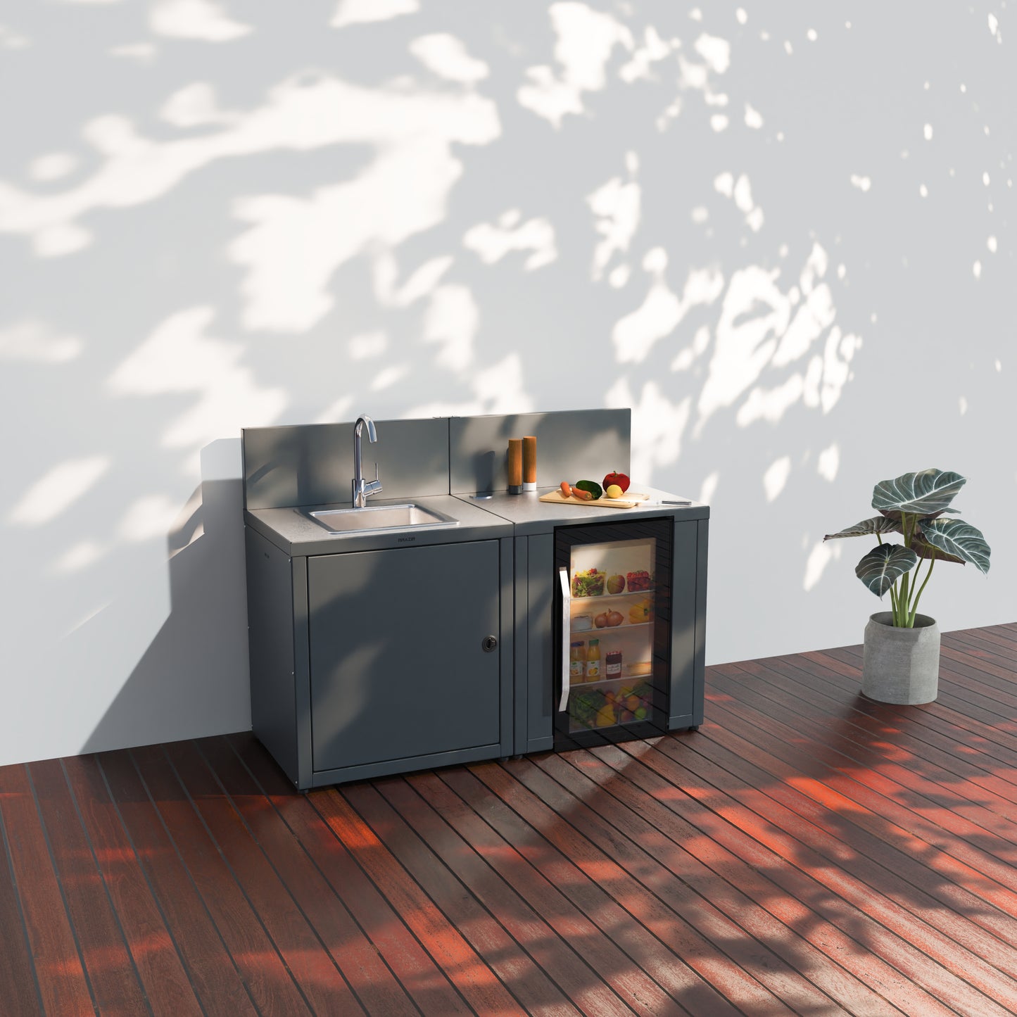 Cuisine 2 modules : évier + réfrigérateur