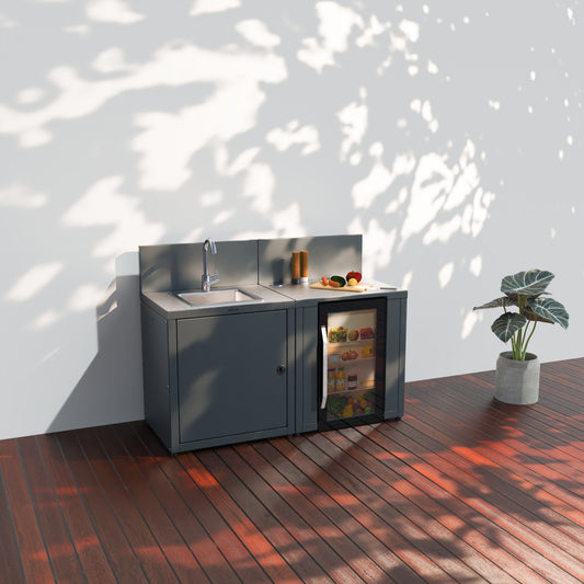 Cuisine 2 modules : évier + réfrigérateur