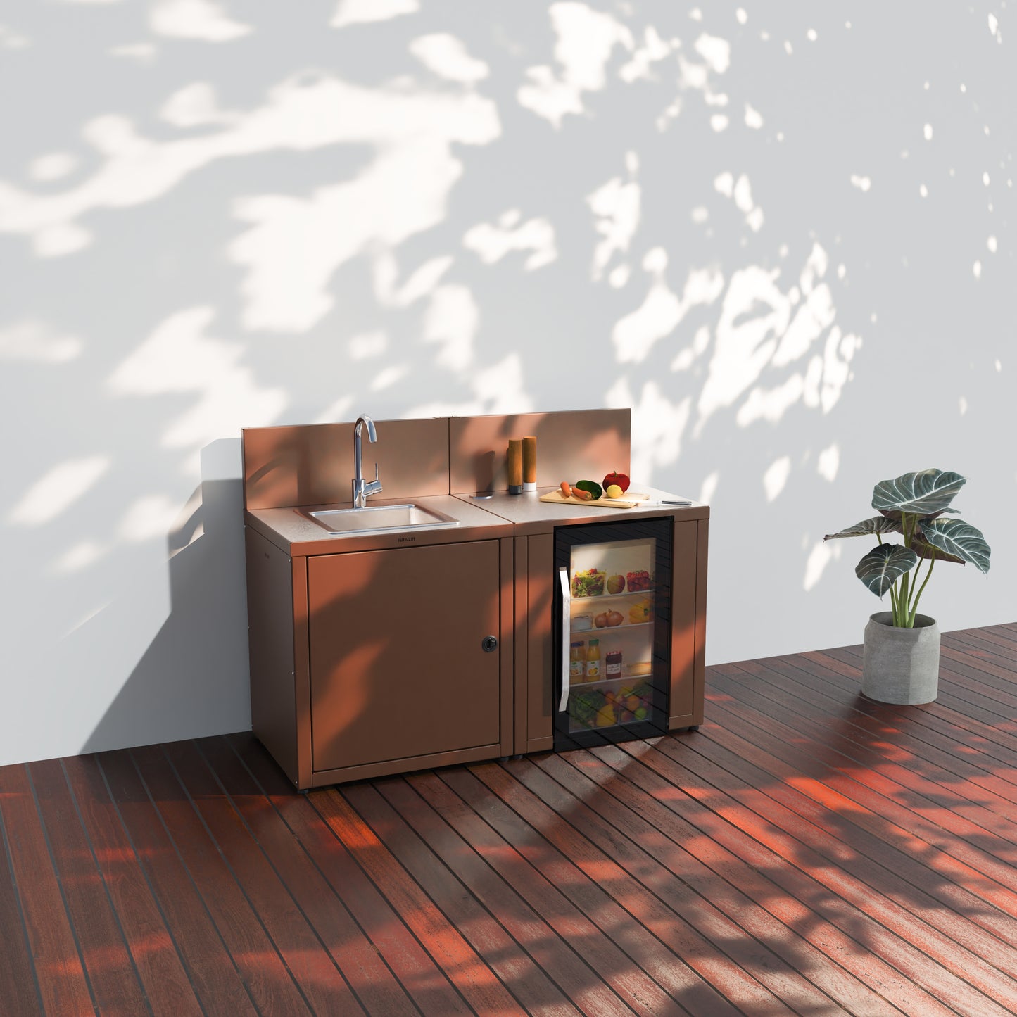 Cuisine 2 modules : évier + réfrigérateur