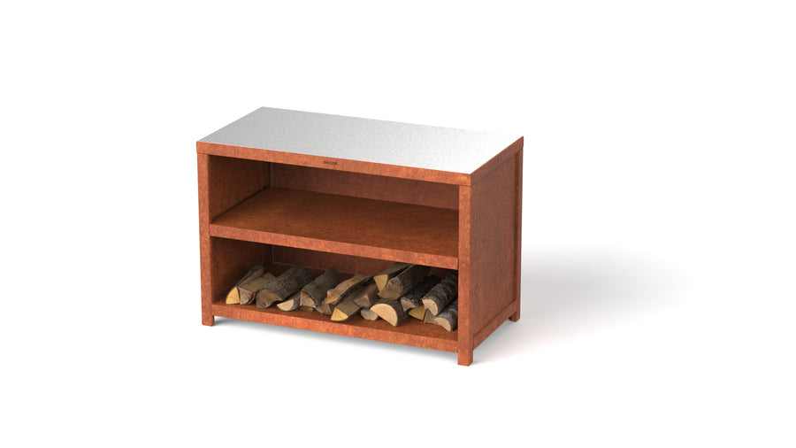 Bancada 1200 mm — Corten + Tampo Inox