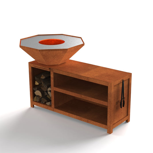 Brazir classique octogone 840 finition rouille XL